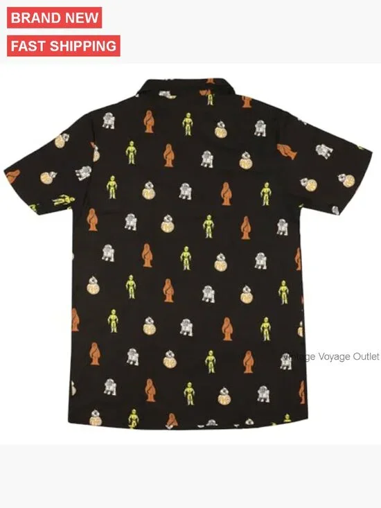 Men's Star Wars Button Up Camp Shirt, Short Sleeve, Loose Fit, Lightweight - Picture 6 of 7